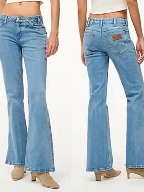 WRANGLER + STAUD The Bikini Jeans Flare Slits Blue Size 26 X 32 NWT